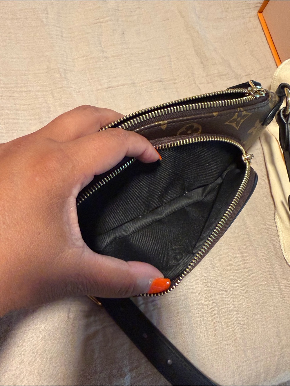 Louis Vuitton Brown Monogram Crossbody Bumbag with Black Strap - Picture 5 of 11